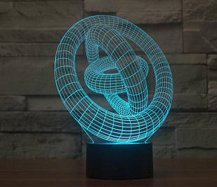 3D нічник з акрилу, LED світильник, нічник "Кільця" (16 кольорів світіння) з пультом ДК