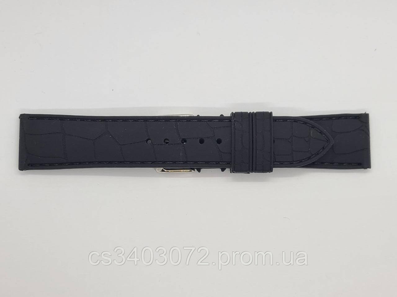 Чорний силіконовий ремінець для годинника 22 розмір
