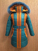 Пальто зимнее для девочки с натур. мехом (36размер)
