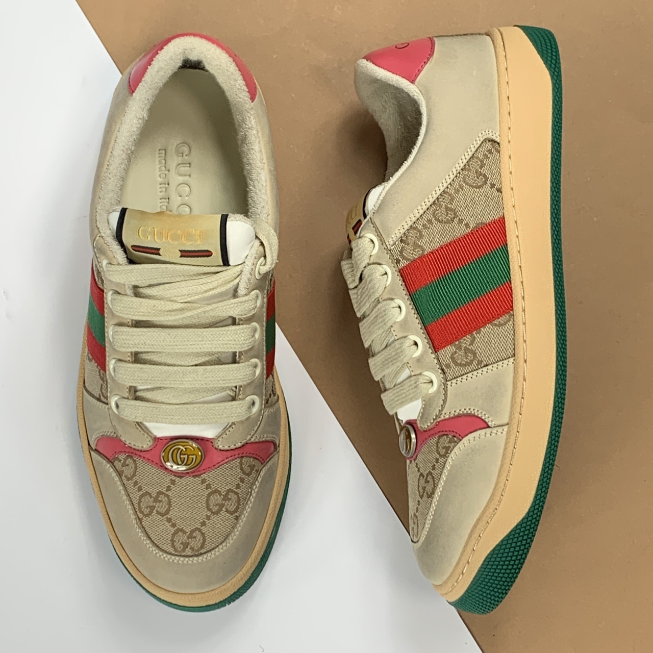 Кеди жіночі Gucci Screener pink рожеві арт. 56-60
