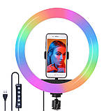 Кільцева світлодіодна кольорова лампа RGB LED MJ33 Набір блогера Селфі кільце зі штативом Студійне світло 33, фото 5