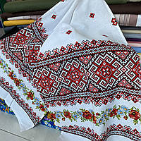 Український рушник з маками і червоно-чорним візерунком 42х150 см