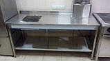 Стіл з ванною моечой з полицею з нержавіючої сталі 1000х600х850 мм, фото 3