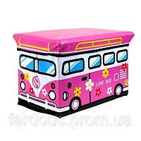 Пуф - Короб складаний "Love bus" , ящик для іграшок