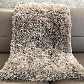 Хутряний Плед-Покривало Євро 220х240см пухнаста травка, колір Капучіно, Туреччина