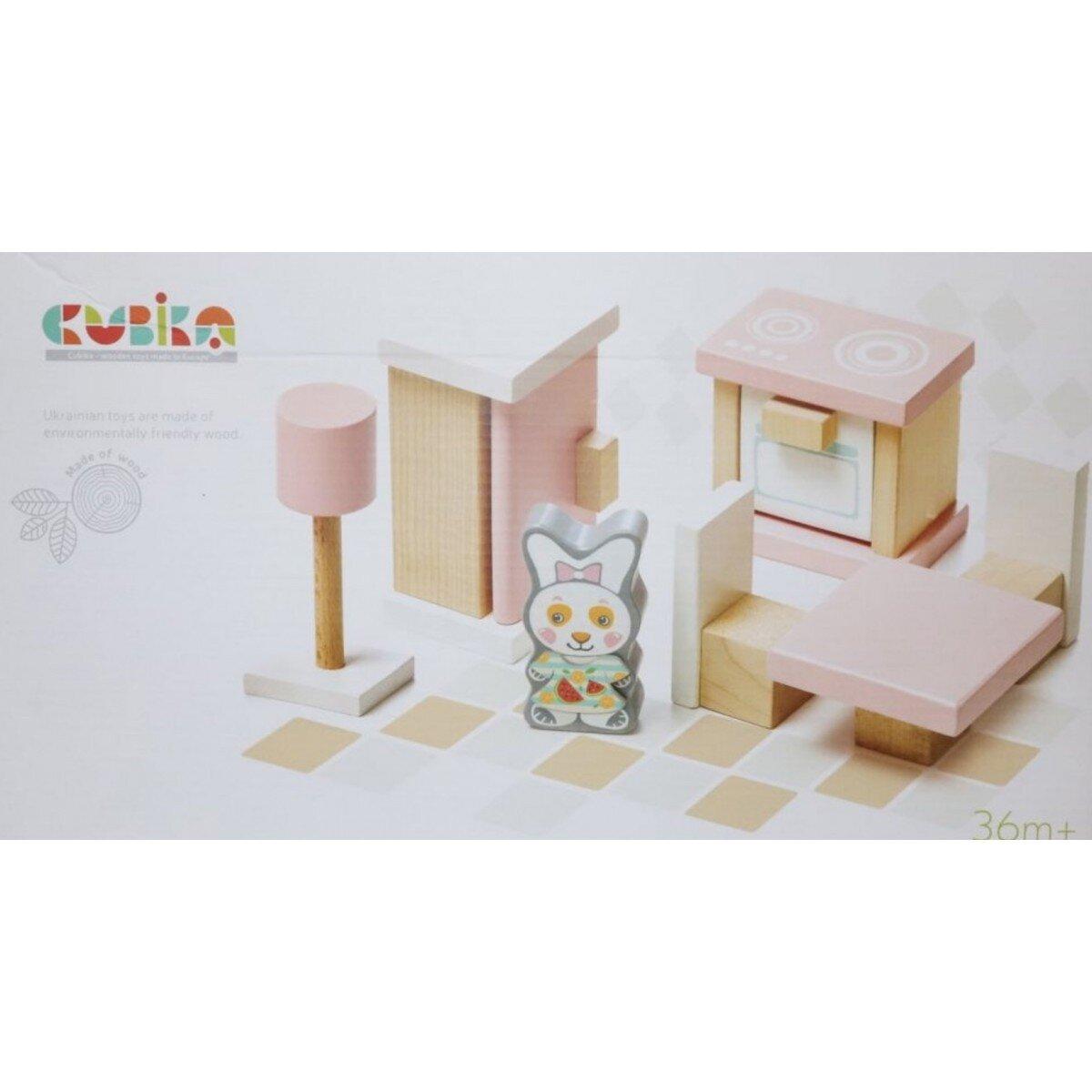 Деревянный игрушечный набор Cubika Мебель 3 10 деталей (13975) - фото 1 - id-p1249910403