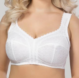 Бюстгальтер великого розміру без кісточок жіночий із мереживом, білий Elita