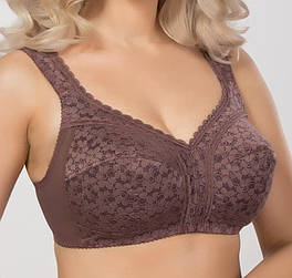 Бюстгальтер великого розміру без кісточок із мереживом кавовий Elita