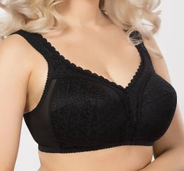 Бюстгальтер великого розміру без кісточок жіночий із мереживом, чорний Elita