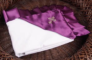 Крижма для хрещення 90х90 з фіолетовим куточком Венена, фото 3