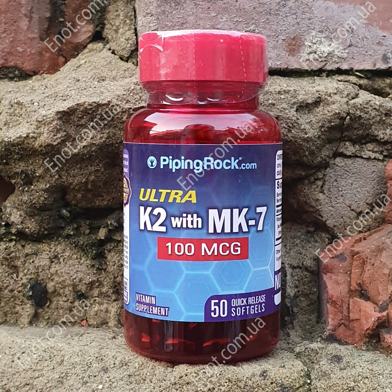 Вітамін К2 з MK-7 Piping Rock Ultra K-2 with MK-7 100 мкг 50 гелевих капсул, фото 1