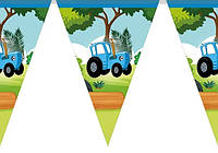 Гирлянда флажки " Синий трактор "