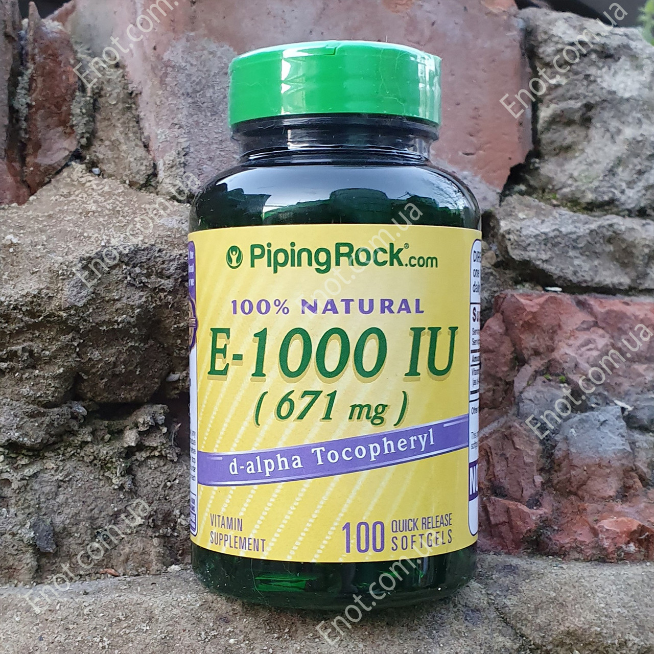 Вітамін Е Piping Rock E 1000 IU (671 мг) 100 гелевих капсул, фото 1