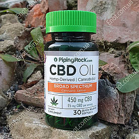 Конопляне масло Piping Rock КБД 450 мг 30 гелевих капсул