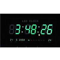 Настінний електронний LED годинник Clock JH 4622 green будильник, календар