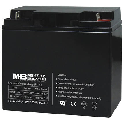 MHB battery Акумулятор AGM. 17 А·год 12 В, необслуговуваний герметизований, модель-MS17-12, MHB battery, фото 2