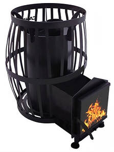 Піч для лазні/сауни Бочка Канада (Canada) 15 м3 з виносом, зі склом