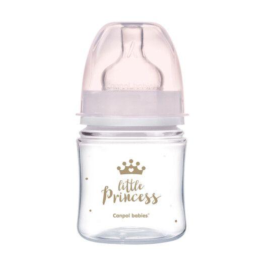 Canpol babies Пляшка антиколікова з широким отвором 120 мл PP Easystart Royal baby рожева