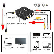 AV to HDMI конвертер відеосигналу + аудіо Full HD 1080P Felkin AV2HDMI, фото 3