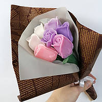 Букет из мыльных цветов розы 7 шт Цветочная композиция из мыла ручной работы Мыльный букет