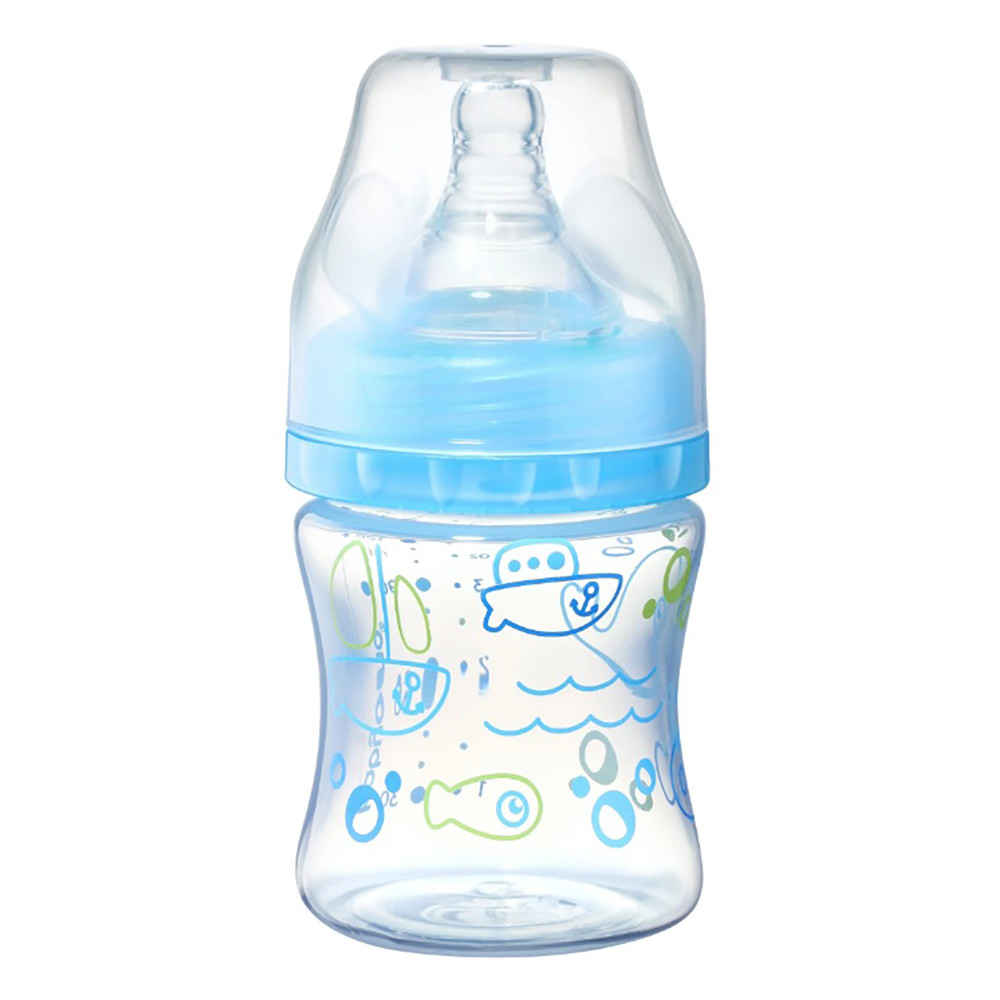 Пляшка антиколікова з широким отвором 0+ блакитна BabyOno 120 мл (5901435411025)