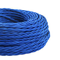 Ретро провод 3х1,5 тройной витой синий для наружной проводки