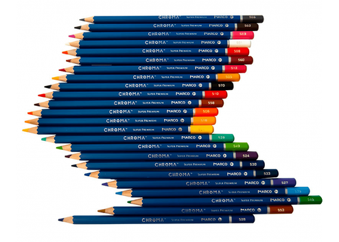 Кольорові олівці Chroma "MARCO" 24 кольори пастельні шестигранні в металевому пакованні 8010-24TN, фото 2