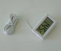 Термометр із виносним датчиком 1 метр, вбудований, білий.