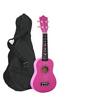 Укулеле темно-розовая + чехол + медиатор + струна (Гавайская гитара) HM100-GB (mrk6898)