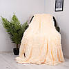 Хутряний Плед-Покривало Євро 220х240см пухнаста травка, Молочного кольору, Туреччина, фото 2