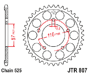 JTR807.46 задня зірка SUZUKI GSF, GSX , SUZUKI SV 650 (ведена) аналог SUNSTAR 1-4386-46, фото 1