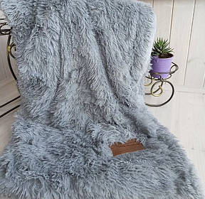 Хутряний плед травичка євро 220х240см | Пледи євро розмір | Покривало травичка | Плед покривало