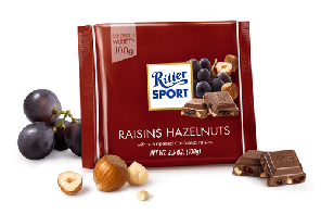 Молочний шоколад Ritter Sport Виноградні кісточки і Фундук 100 г
