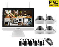 Комплект видеонаблюдения беспроводной wifi с монитором 12" дюймов на 4 купольных камеры Longse -UkMarket-