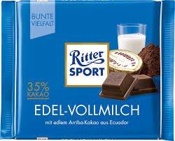 Молочный шоколад Ritter Sport Благородный молочный 35% какао 100 г - фото 1 - id-p1152726516