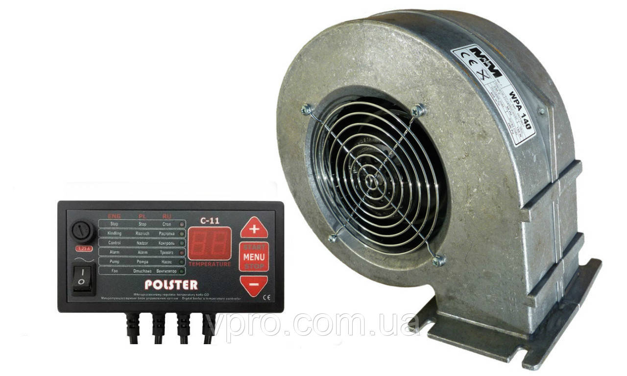 Комплект автоматики котла Polster c11 + вентилятор WPA 140 (до 80кВт)