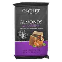 Шоколад молочний з мигдалем і родзинками №47 Кашет Cashet almonds & raisins 300g 12шт/ящ (Код: 00-00004147)