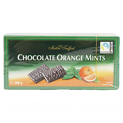 Шоколад апельсин-ментол Маітре Maitre Truffaut Chocolate orange-mint 200g 16шт/ящ (Код: 00-00004393)