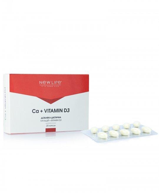 Ca + Вітамін D3, NEW LIFE, 20 капсул