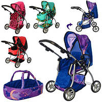 Коляска для ляльки 9672 Melogo бірюзова h = 62 cm, 2 в 1, класика