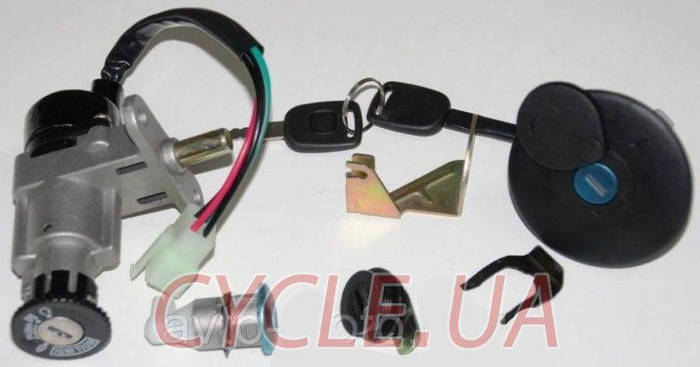 Замок зажигания в сборе скутер 4т GY-50/60/80сс, с крышкой бака (ID ...