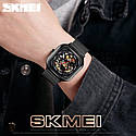 Чоловічий механічний наручний годинник Skmei 9184 скелетон (Чорний), фото 7