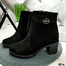 Замшеві демісезонні черевики жіночі на маленькому підборі тільки 36 р-р, фото 5