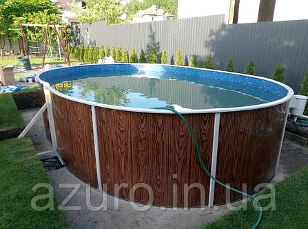 Басейн каркасний овальний Azuro 404DL Wood 5.5 х 3.7 х 1.2 м морозостійкий, фото 1