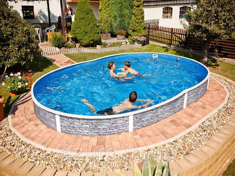 Каркасний басейн овальний Azuro Stone 404DL 5.5 х 3.7 х 1.2 м морозостійкий