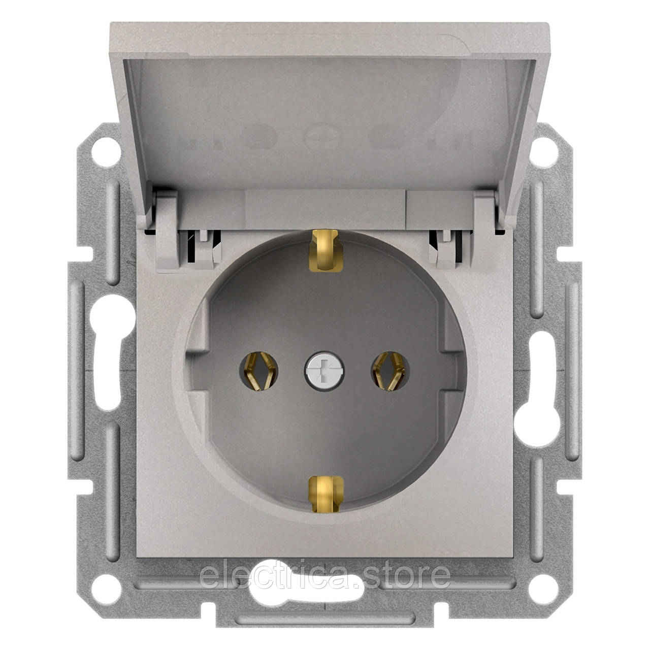 Розетка з кришкою, з заземленням бронза Asfora EPH3100169, фото 1