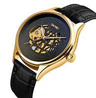 Мужские механические наручные часы Skmei 9209 скелетон (Черные)