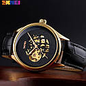 Чоловічий механічний наручний годинник Skmei 9209 скелетон (Чорний), фото 4