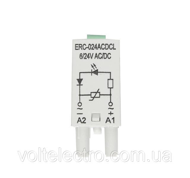 Доп. модуль захисту/індикації ERC-024ACDCL (Uc= 6...24V AC/DC)