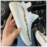 Женские кроссовки Adidas Yeezy Boost 350 V2 White Flower, белые кроссовки адидас изи буст 350 в2